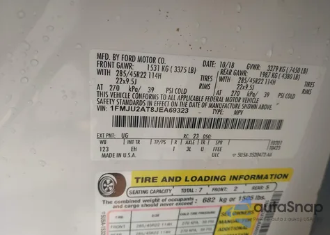 2018 Ford Expedition Limited from USA, damaged, VIN 1FMJU2AT8JEA69323